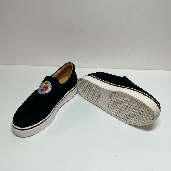 NFL BLACK AND WHITE STEELERS FLATS SIZE 8W - Picture 2 of 11
